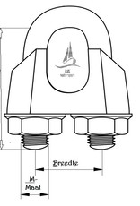 Rvs Draadklem AISI-316, voor kabeldiameter 2 mm. t/m. 16 mm.