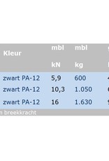 Fitnesskabel verzinkt Zwart omspoten 100 mtr.