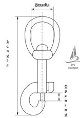 Rvs Musketonhaak met warteloog AISI-316