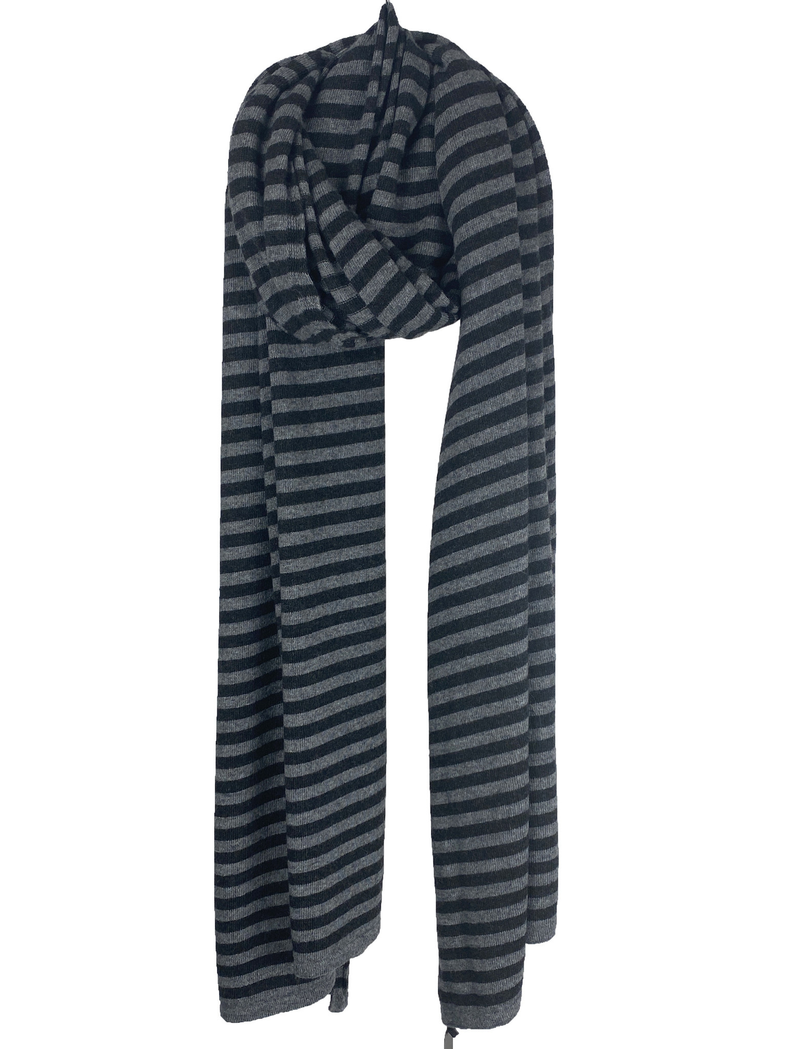 Sjaal SjaalMania Cosy Chic Stripes Mid Grey Melee - Black
