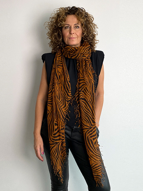 sjaal SjaalMania Cashmy Zebra Black-Brown