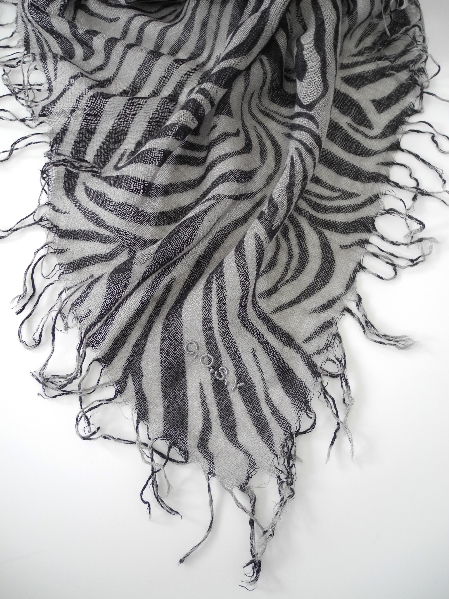 Sjaal Cosy Cashmy Zebra Black-Frost Grey