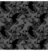 Sjaal 100% Cashmere Butterfly Neutral Grey - Solid Black