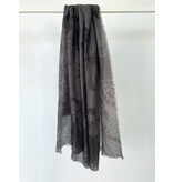 Sjaal 100% Cashmere Butterfly Neutral Grey - Solid Black