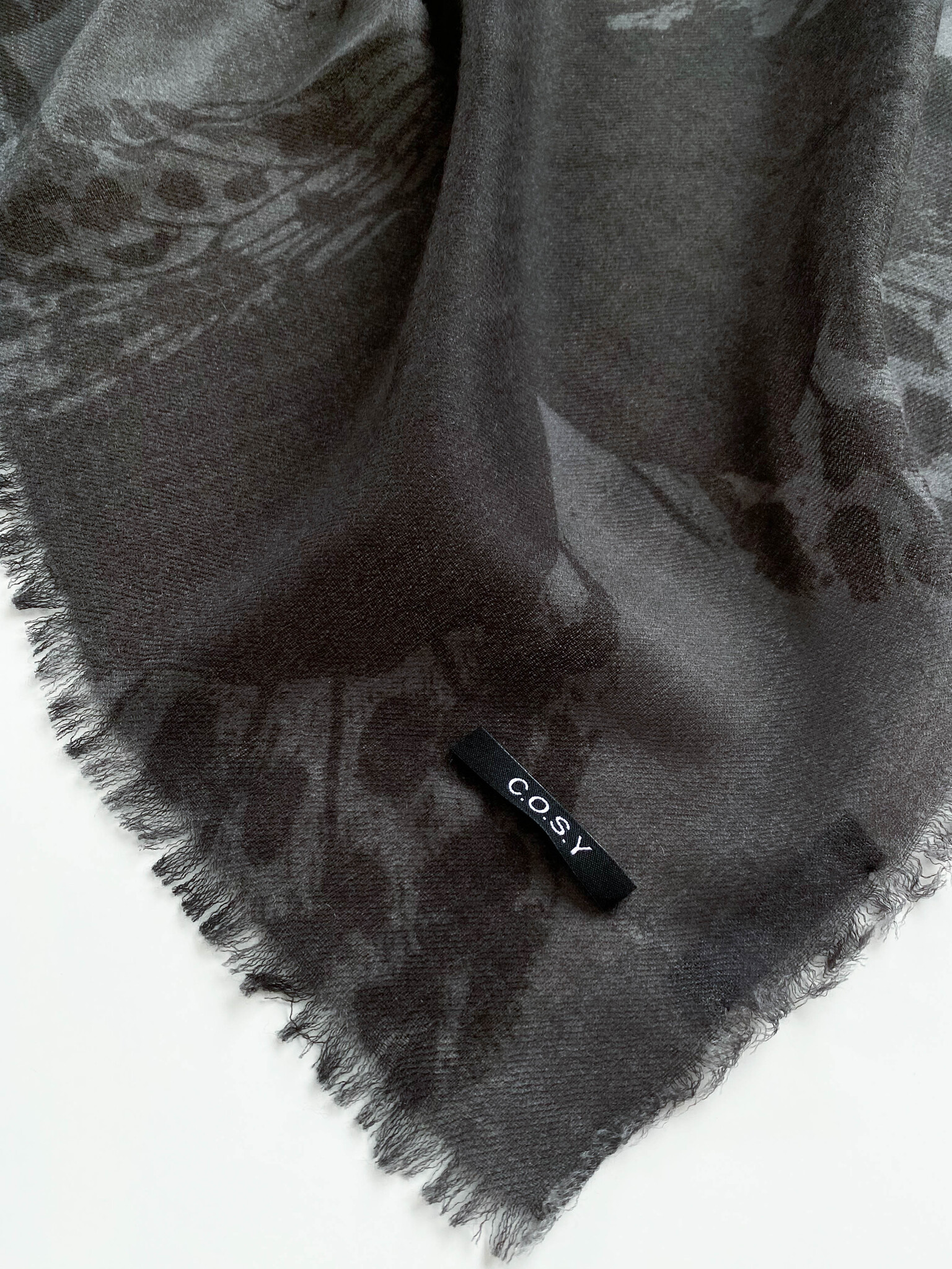 Sjaal 100% Cashmere Butterfly Neutral Grey - Solid Black