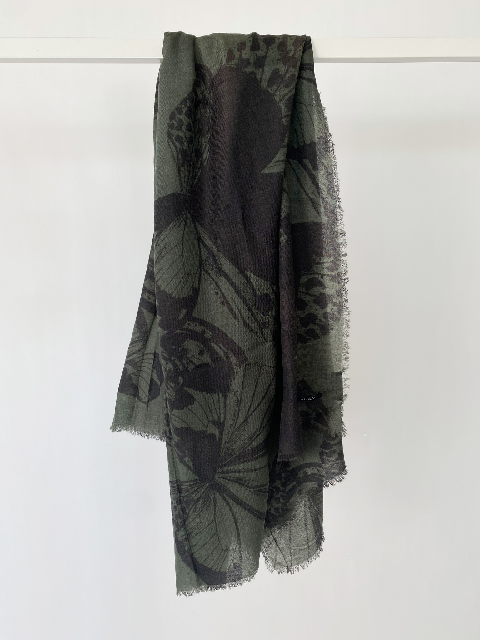 Sjaal 100% Cashmere Butterfly Sage - Solid Black