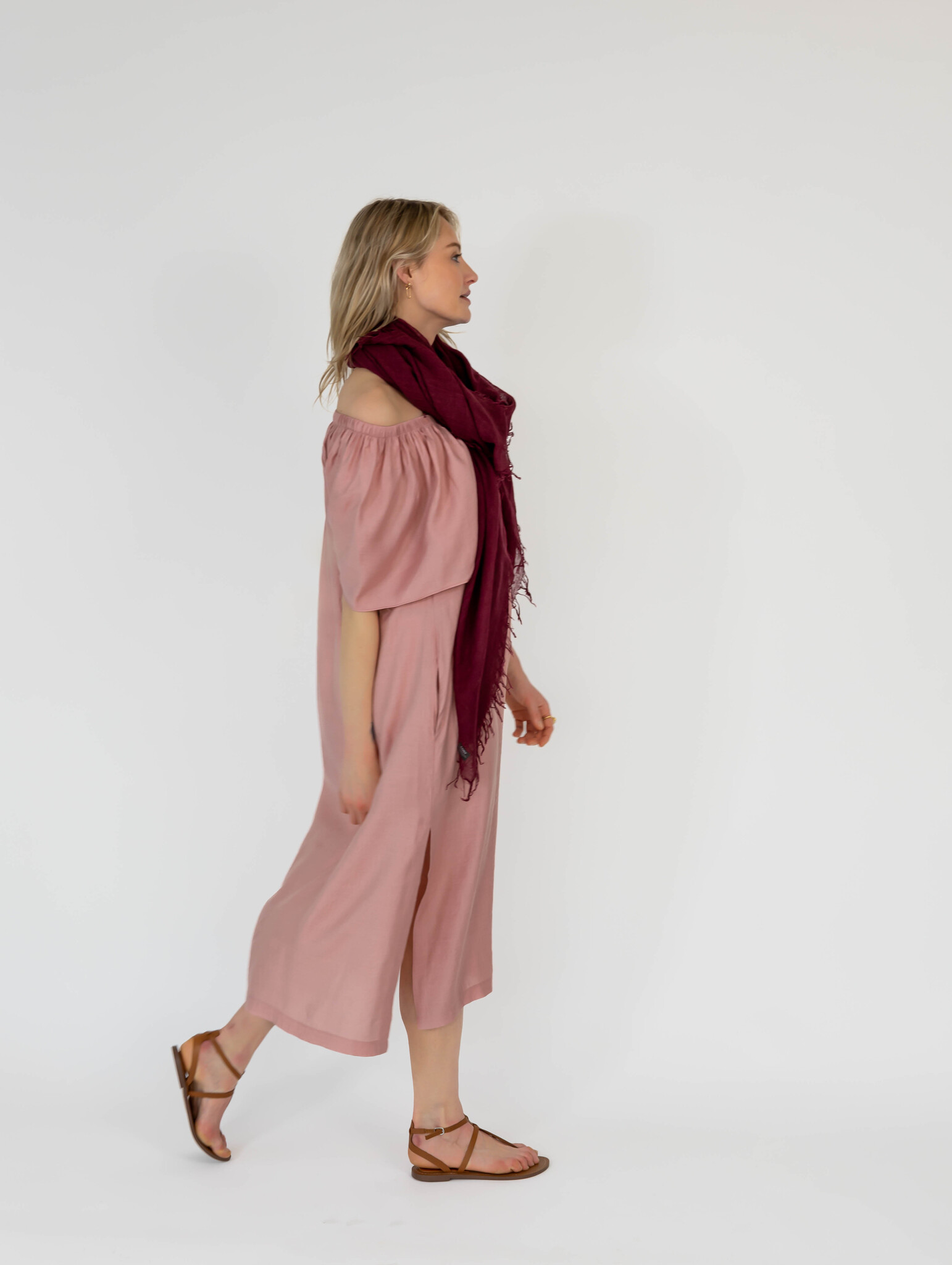 The Off Shoulder Dress Dusty Pink