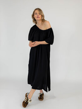 Off Shoulder Dress Solid Black
