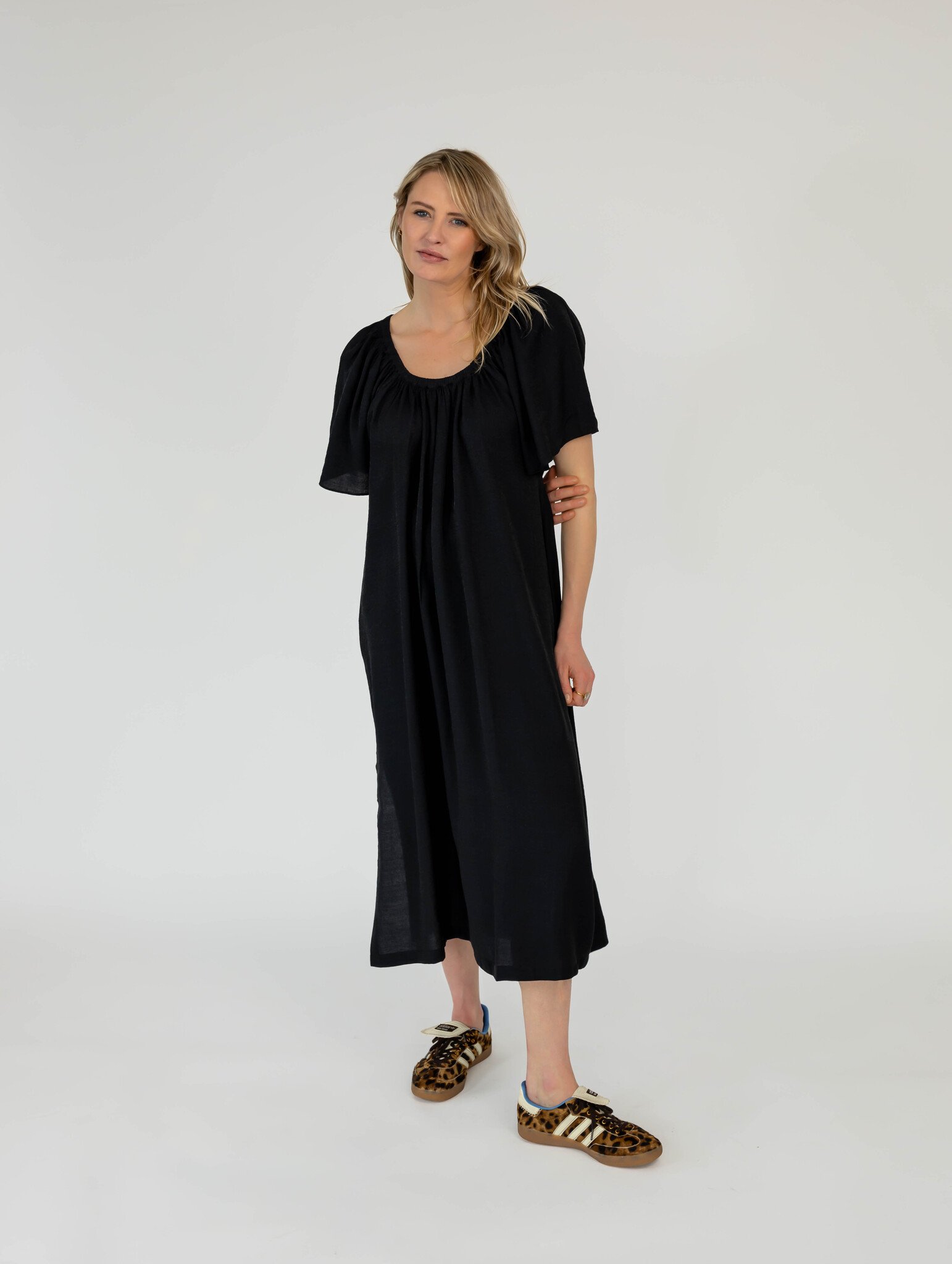 Off Shoulder Dress Solid Black