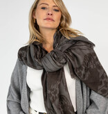 Sjaal 100% Cashmere Butterfly Neutral Grey - Solid Black