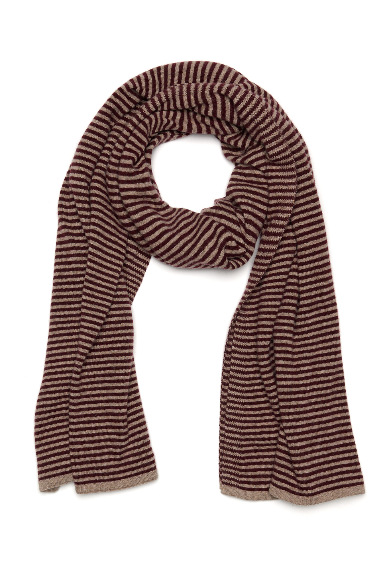 Sjaal Cosy Chic Stripes Burgundy - Soft Taupe