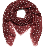 Sjaal 100% Cashmere Stars Cabernet