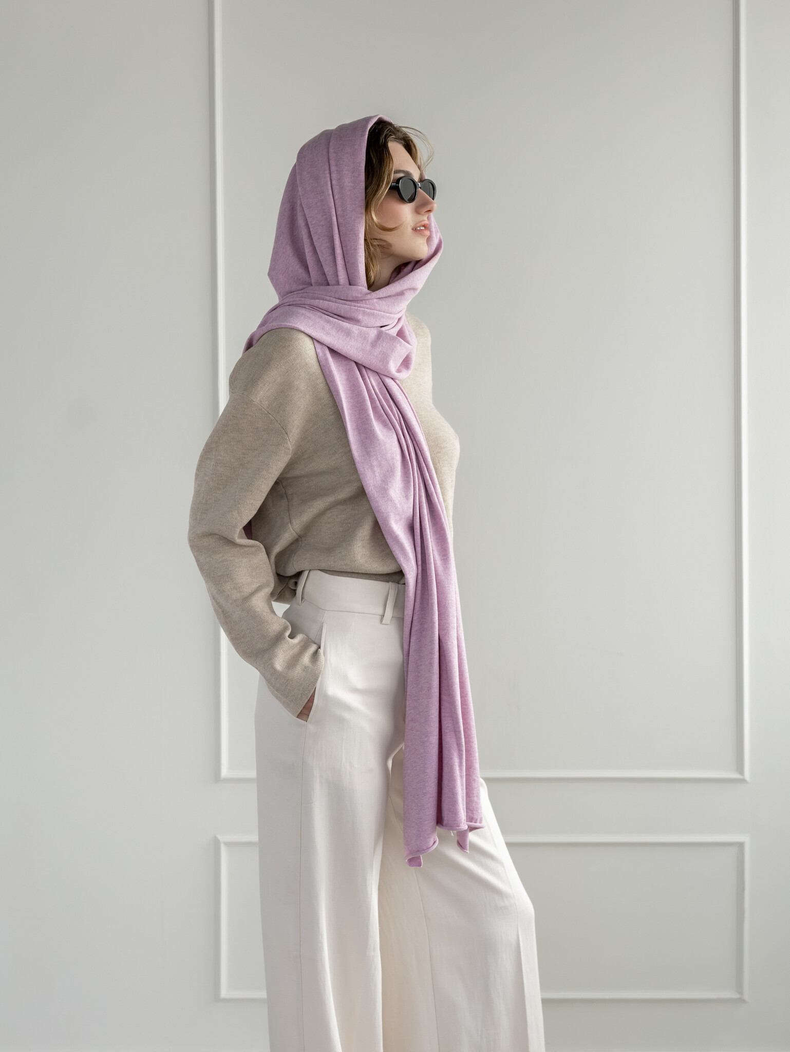 Sjaal Cosy Jersey Soft Pink Melange