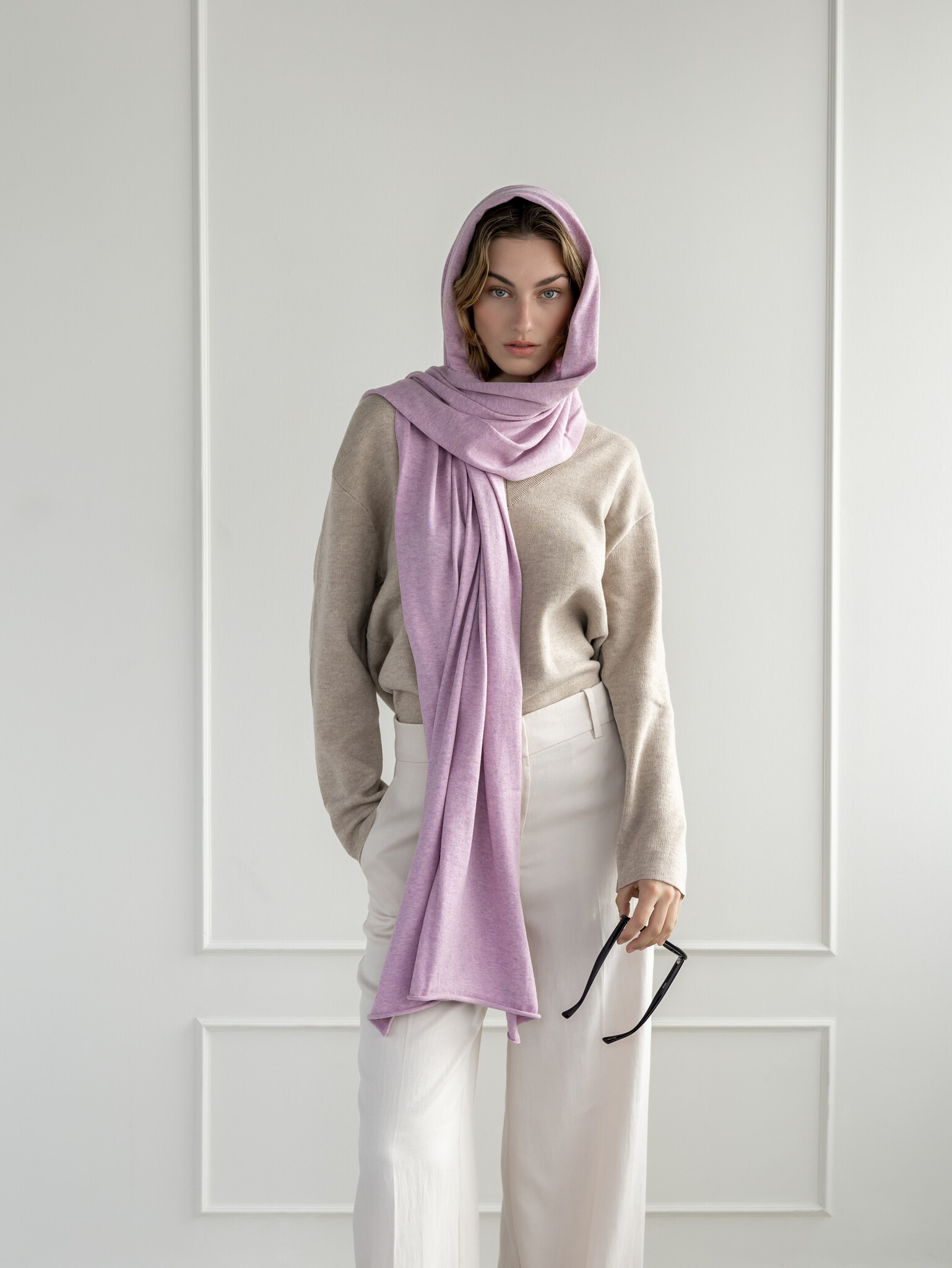 Sjaal Cosy Jersey Soft Pink Melange
