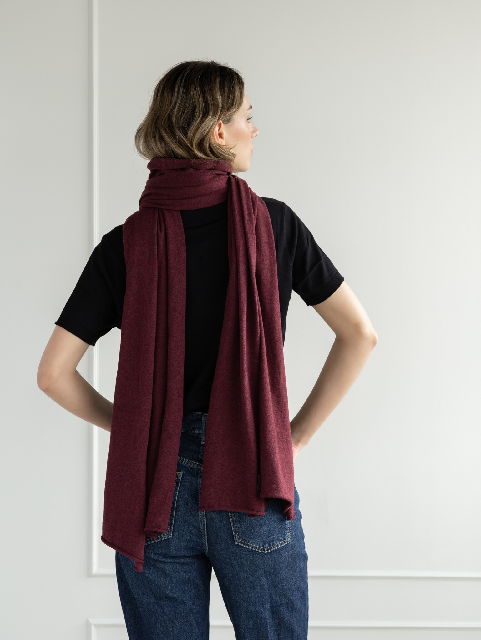 Sjaal Cosy Jersey Burgundy Melange