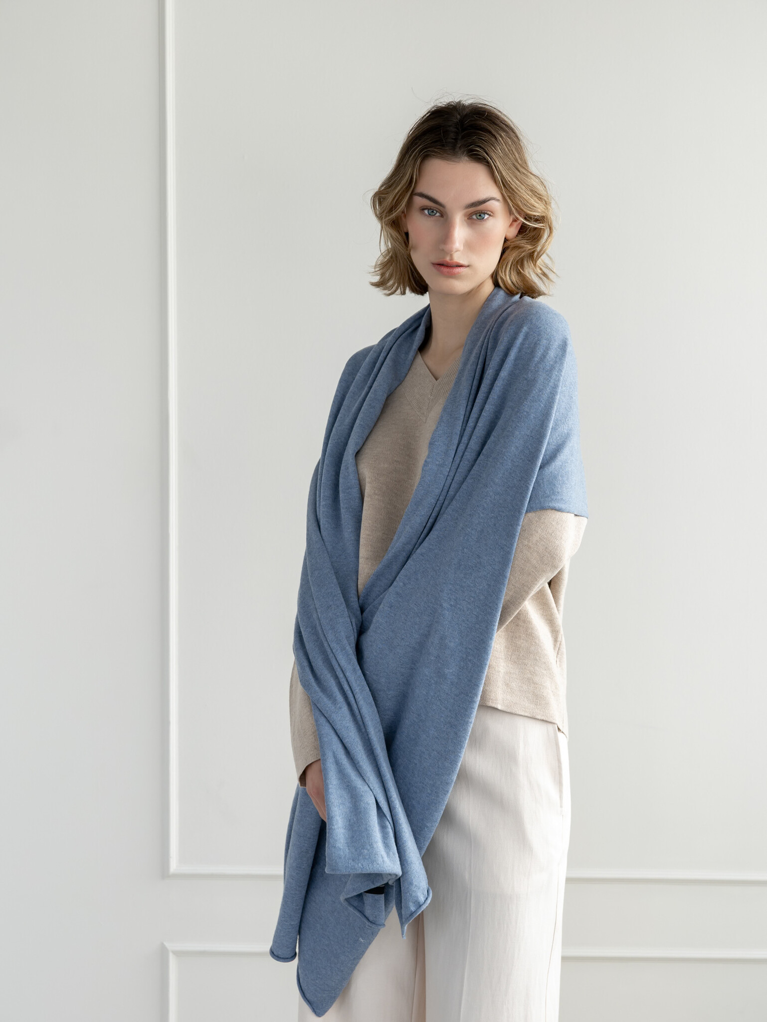 Sjaal Cosy Jersey Mid Blue Melange