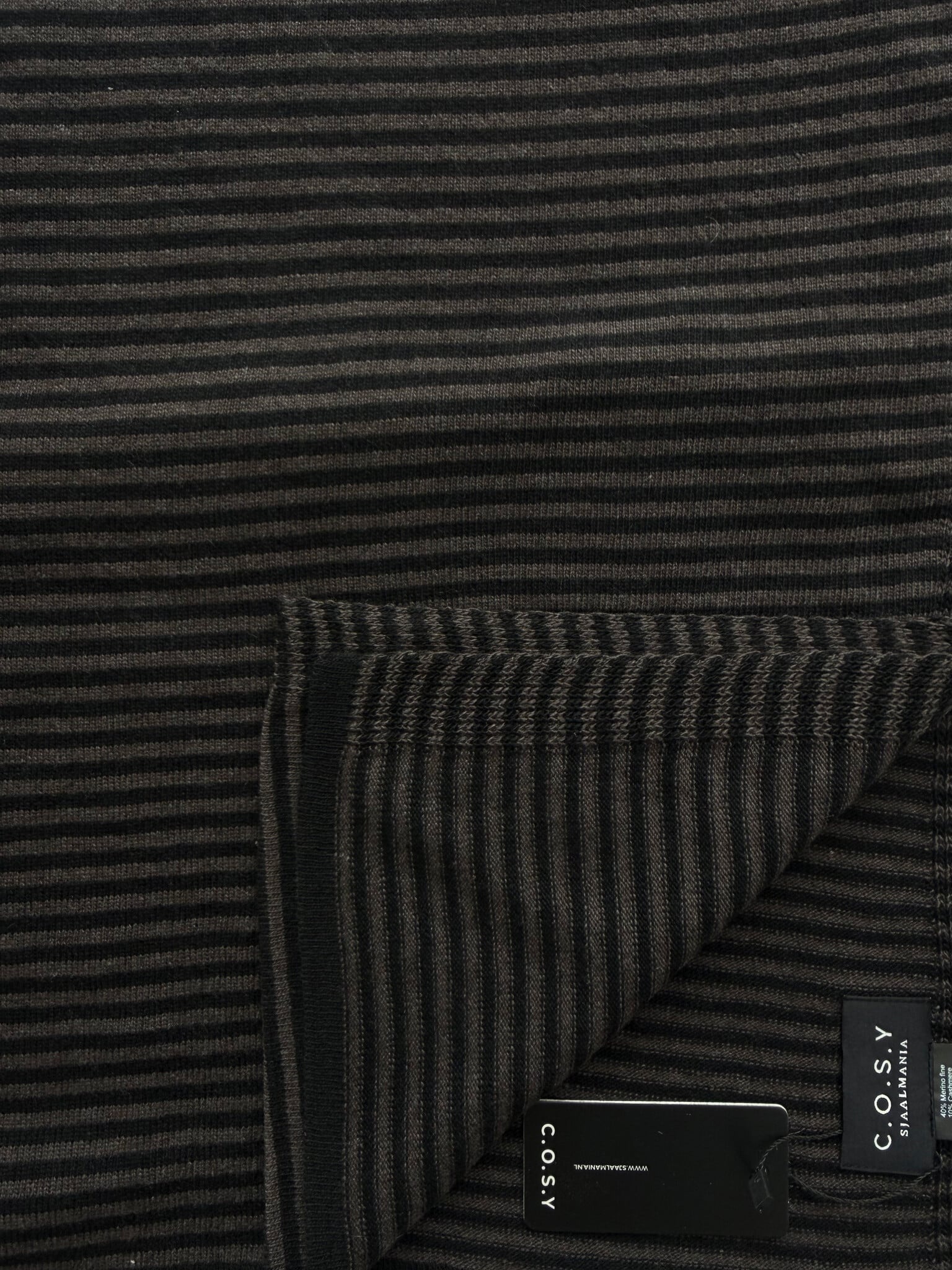 Sjaal Cosy Chic Stripes Chocolate - Solid Black