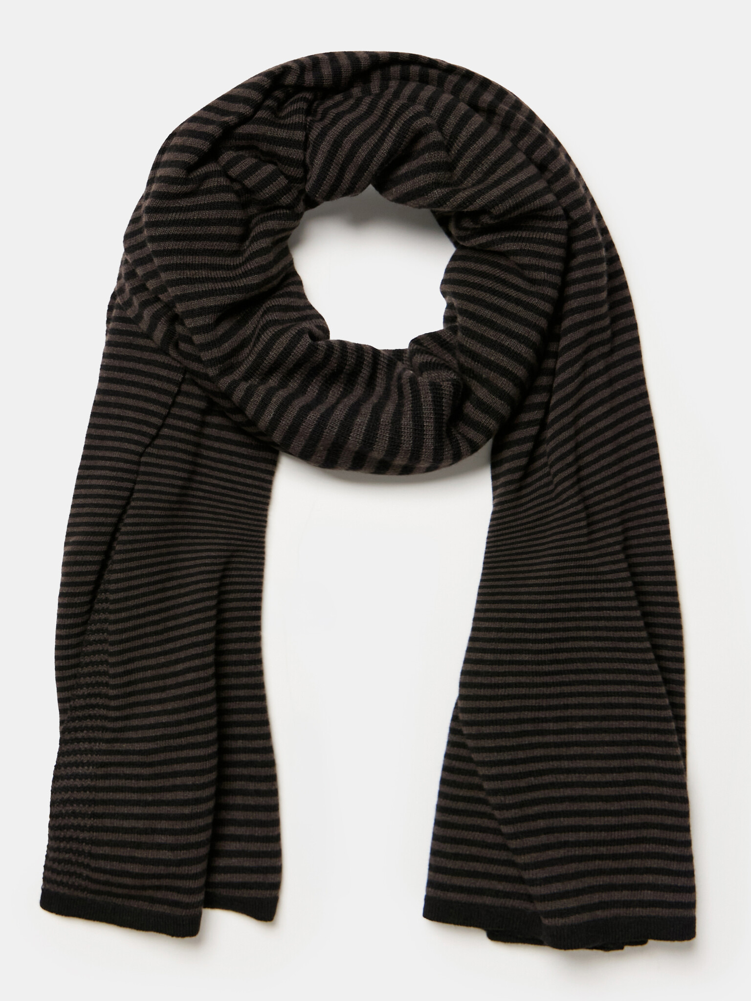Sjaal Cosy Chic Stripes Chocolate - Solid Black