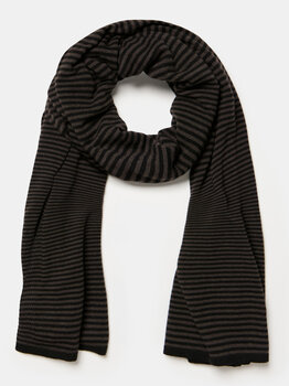 Sjaal Cosy Chic Stripes Chocolate - Solid Black
