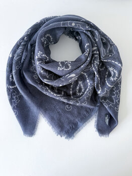 Sjaal Cosy 100% Cashmere Bandana Blue Indigo