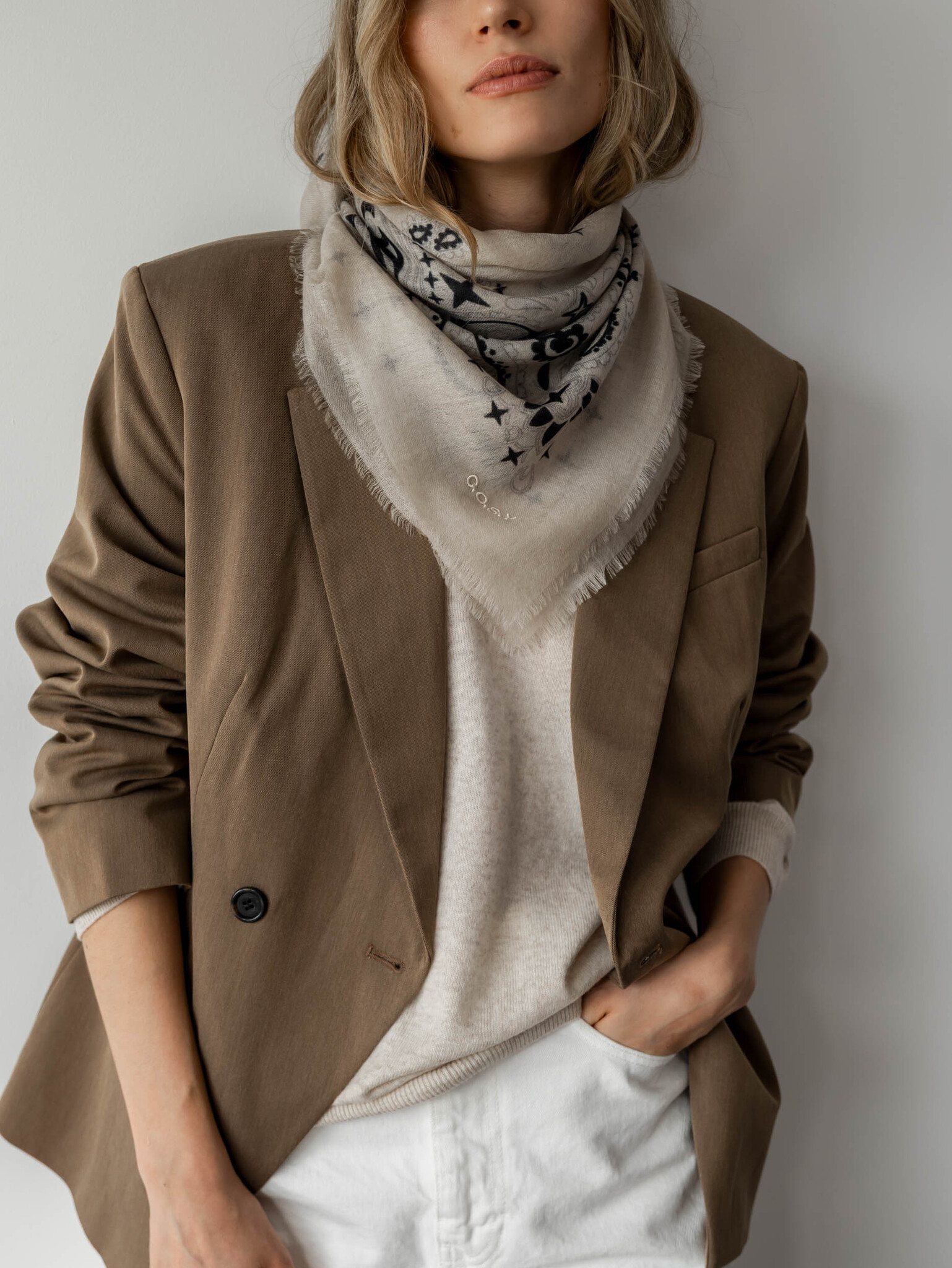 Sjaal Cosy 100% Cashmere Bandana Birch