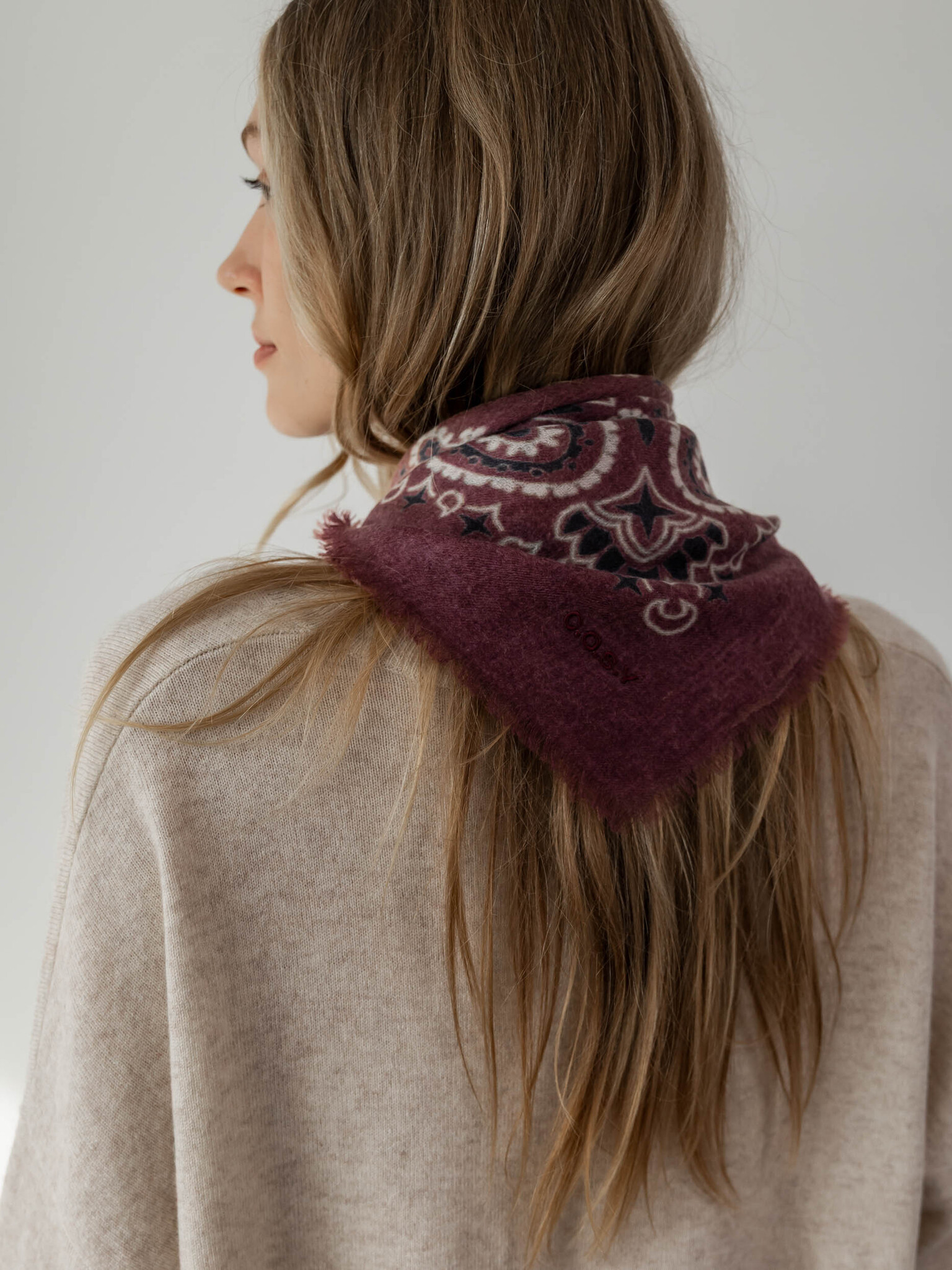 Sjaal Cosy 100% Cashmere Bandana Syrah