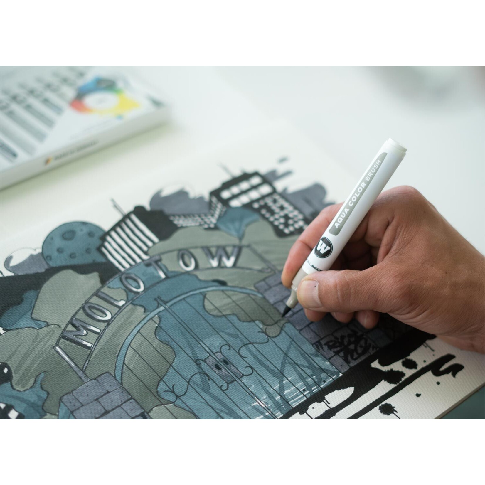 Molotow  Aqua Color Brush marker grey set