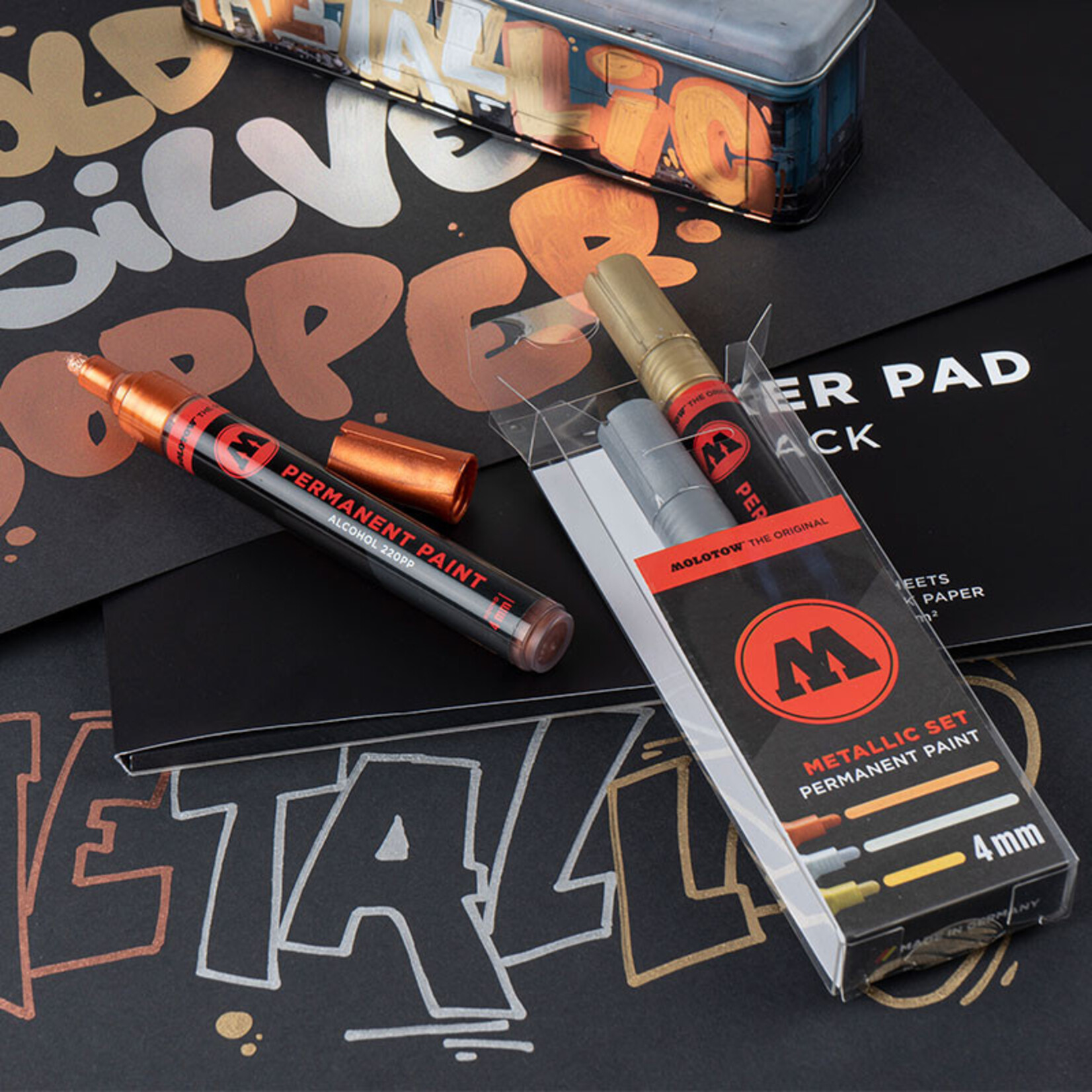 Molotow PERMANENT PAINT Metallic Marker Set 4mm
