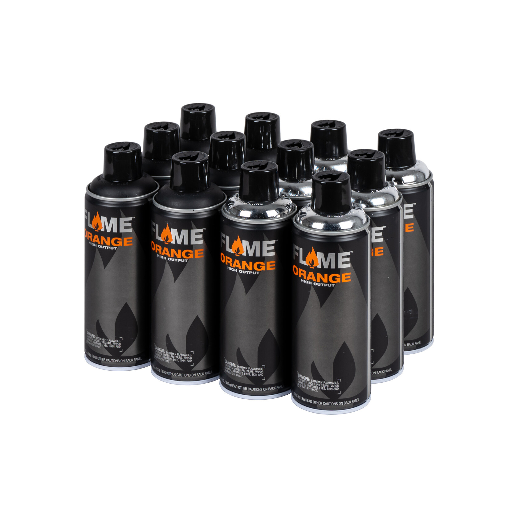Flame FLAME ORANGE BLACK/CHROME SET 12 PACK 400 ml