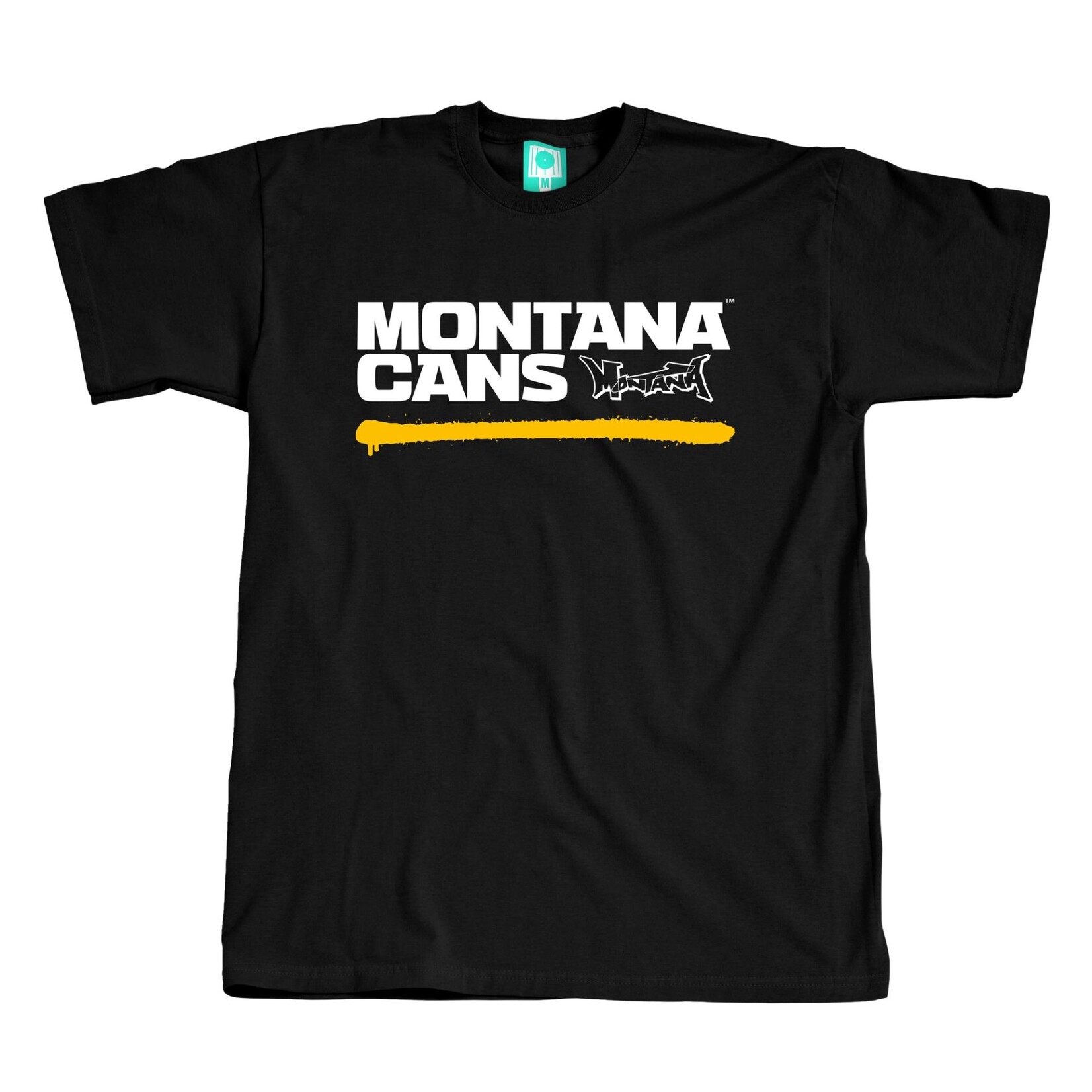 Montana Cans T-SHIRT Typo Logo Underline  Black Yellow