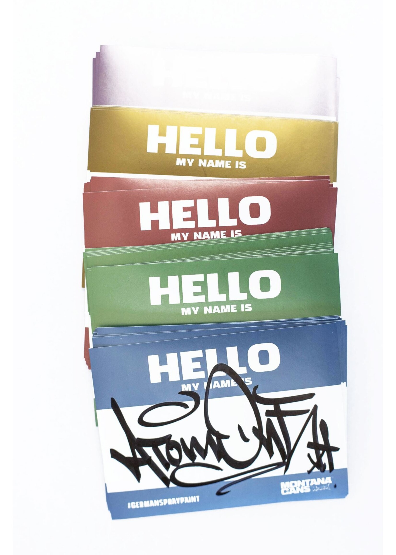 Montana Cans HELLO MY NAME IS Metallic Sticker Pack