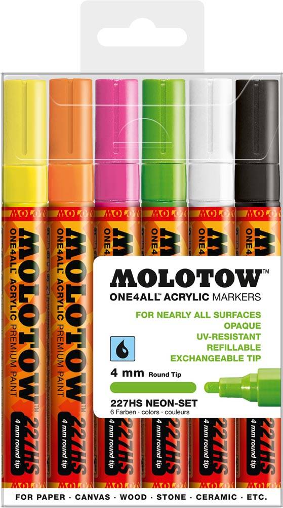 MOLOTOW MARKER 227HS 4MM 6PC NEON SET - 4250397602219