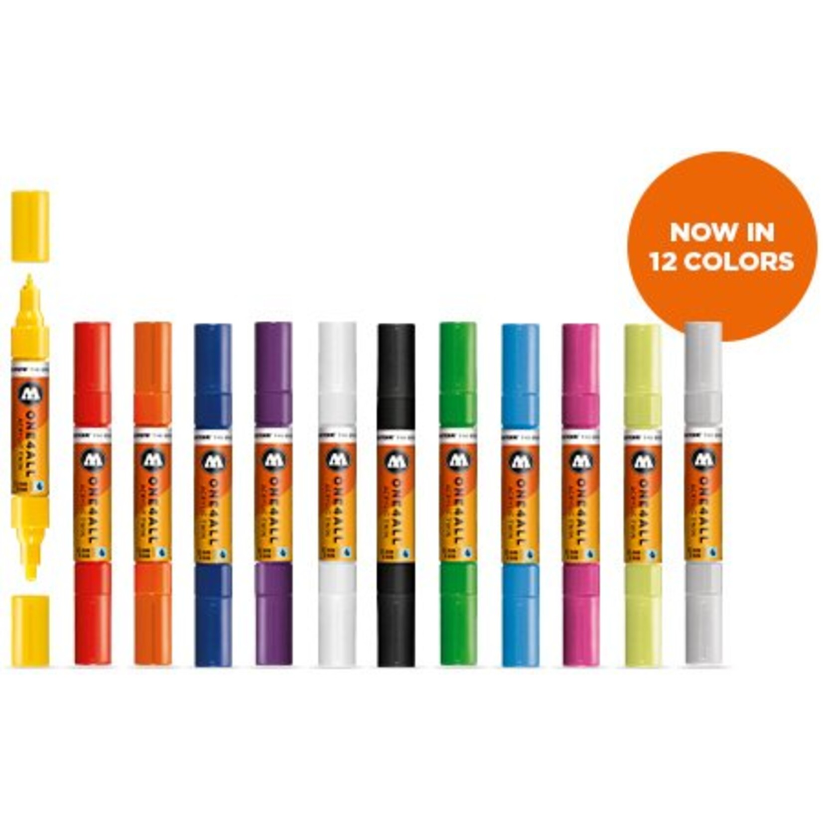 Molotow ONE4ALL Acrylic Twin 1,5/4mm Basic 12er Main-Set 1
