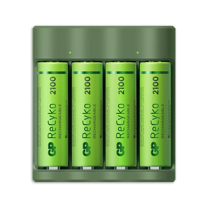 GP GP USB batterijlader + 4 x AA-batterijen 2100mAh NiMH