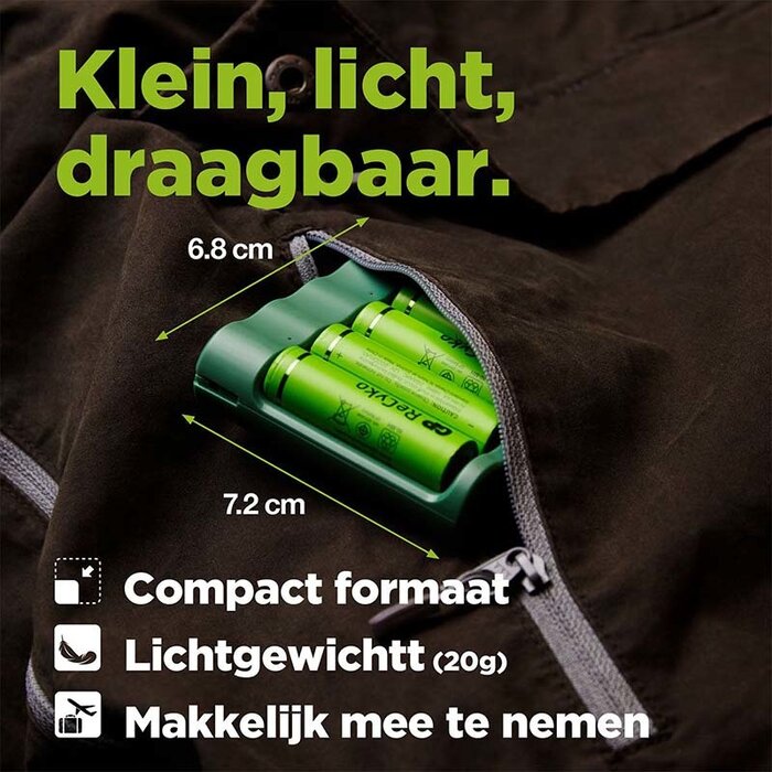 GP GP USB batterijlader + 4 x AA-batterijen 2100mAh NiMH