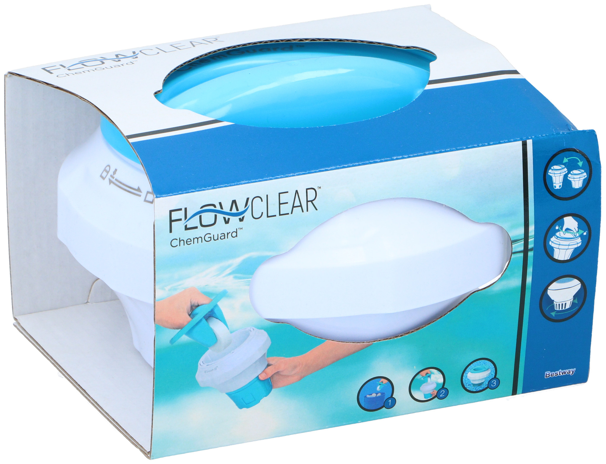 Bestway - FlowClear Chloordrijver - Opvouwbaar - Broom- en Chloortabletten - Ingebouwde ChemGuard Handschoen - Gereguleerde Chloor Afgifte - Zwembad en Jacuzzi