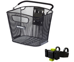 Basil Fietsmand Basil Bold Front KF 28 x 34 x 27 cm - zwart (met KF Handlebar Holder)