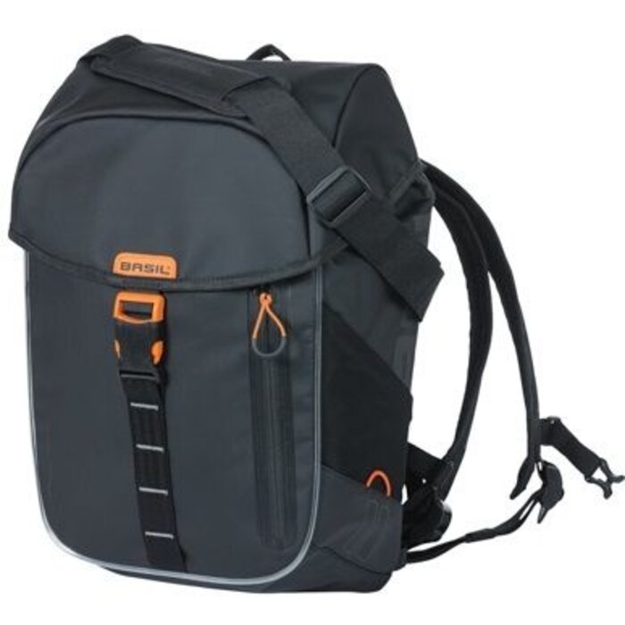 Basil Fietsrugzak Basil Miles Tarpaulin Nordlicht 17 liter 31 x 17 x 44 cm - zwart/ oranje