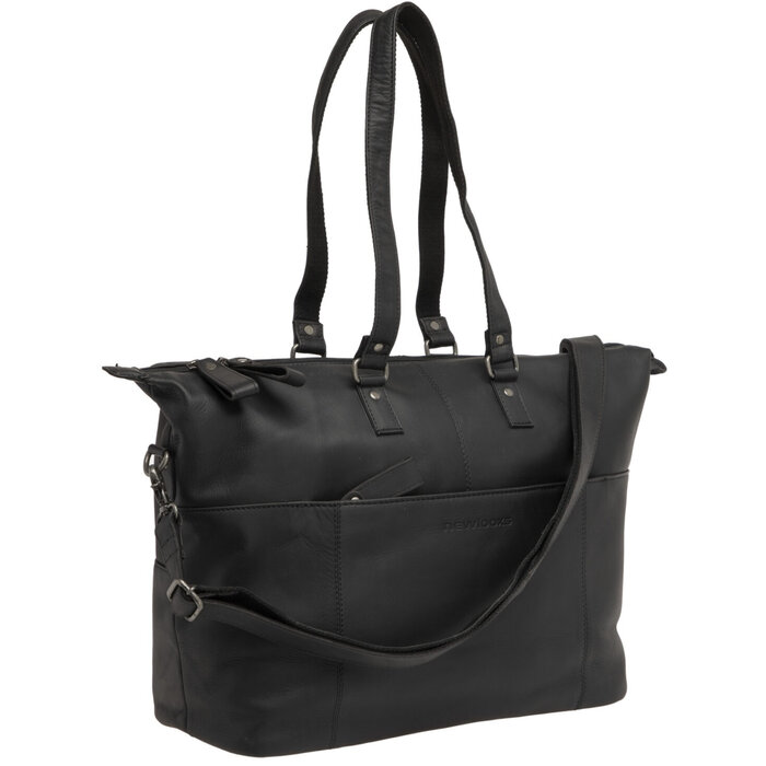 Newlooxs Fietstas New Looxs Verla 34 x 18 x 44cm 21 liter - gemaakt van luxe leer - zwart