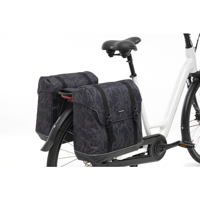 Newlooxs Dubbele fietstas New Looxs Alba Double Bamboo 42 liter 37 x 17 x 37cm (2x) - black