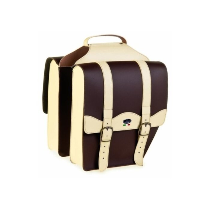 Monte Grappa Dubbele fietstas Monte Grappa 'Cruiser-Vintage' skai leer - donkerbruin/creme