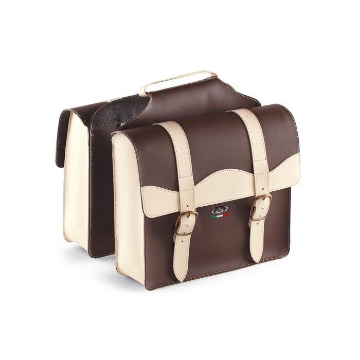 Monte Grappa Dubbele fietstas Monte Grappa 'City' skai leer - bruin/creme