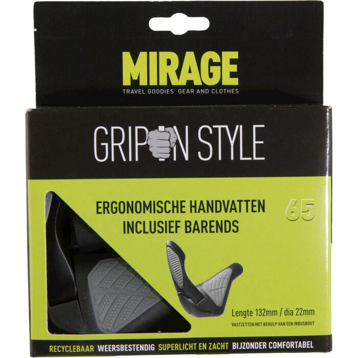 Mirage Handvatpaar Mirage Grips in style #65 - L = 134/134 mm met barends - zwart