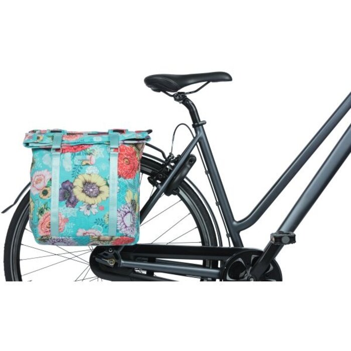 Basil Basil Dubbele fietstas - Bloom Field - 35 liter - 30 x 15 x 33 cm - Sky blue