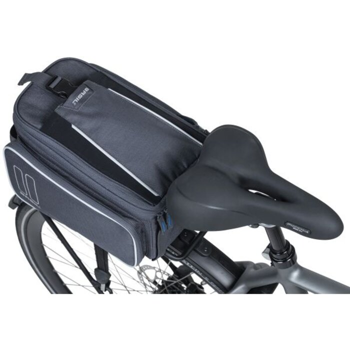 Basil Bagagedragertas - Basil Sport Design - Trunkbag - MIK - 7 tot 15 liter - 36 x 26 x 18 cm - graphite