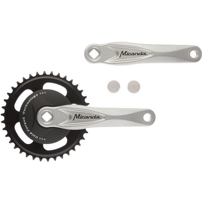 Miranda Crankstel Miranda crankstel Alfa 1  38T 3/32  met zwarte disc 9.2cm en zilveren crank