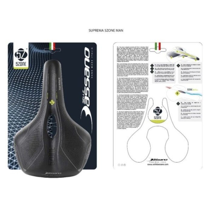 Selle Bassano Fietszadel Selle Bassano Suprema 5zone EL Heren met elastomere demping - zwart