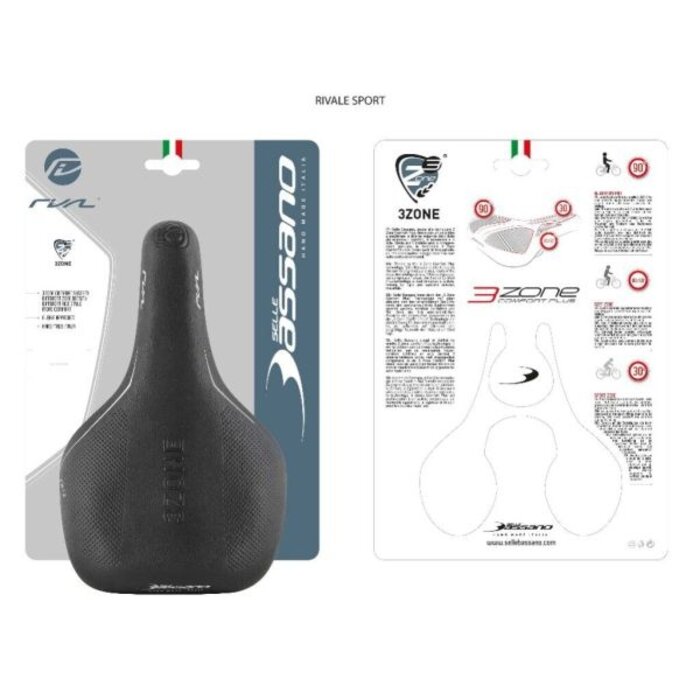 Selle Bassano Fietszadel Selle Bassano Rivale 3zone Sport met Spanninga achterlicht - zwart