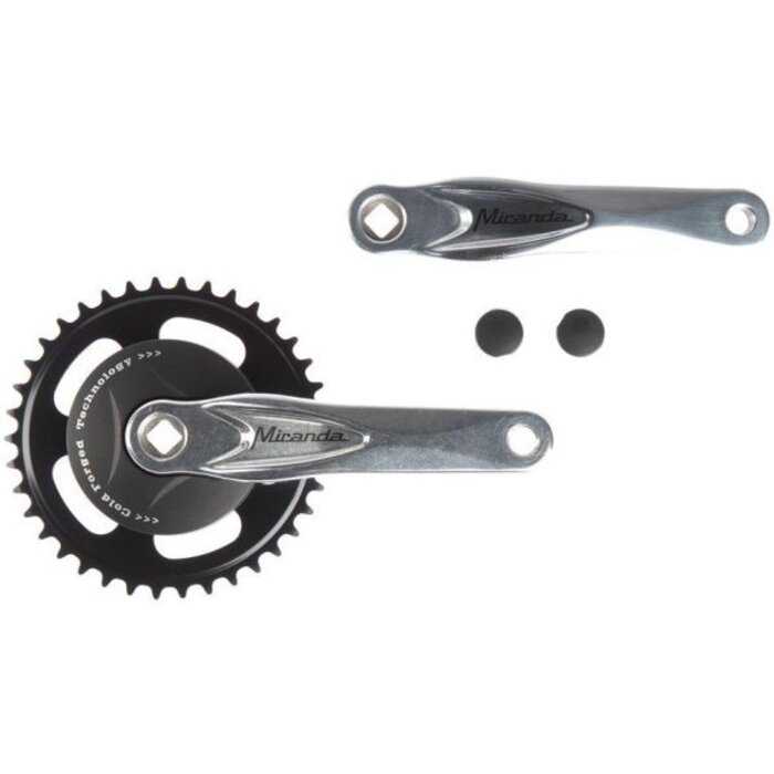 Miranda Crankstel Miranda Alfa 1, 38T 3/32 met zwarte disc 9.2cm en gepolijste crank