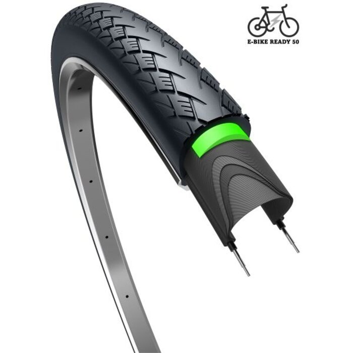 Edge Buitenband Edge Metro Elite Protect 28 x 1.75" / 47-622 mm voor Speedpedelec tot max 50 km/u - zwart met reflectie